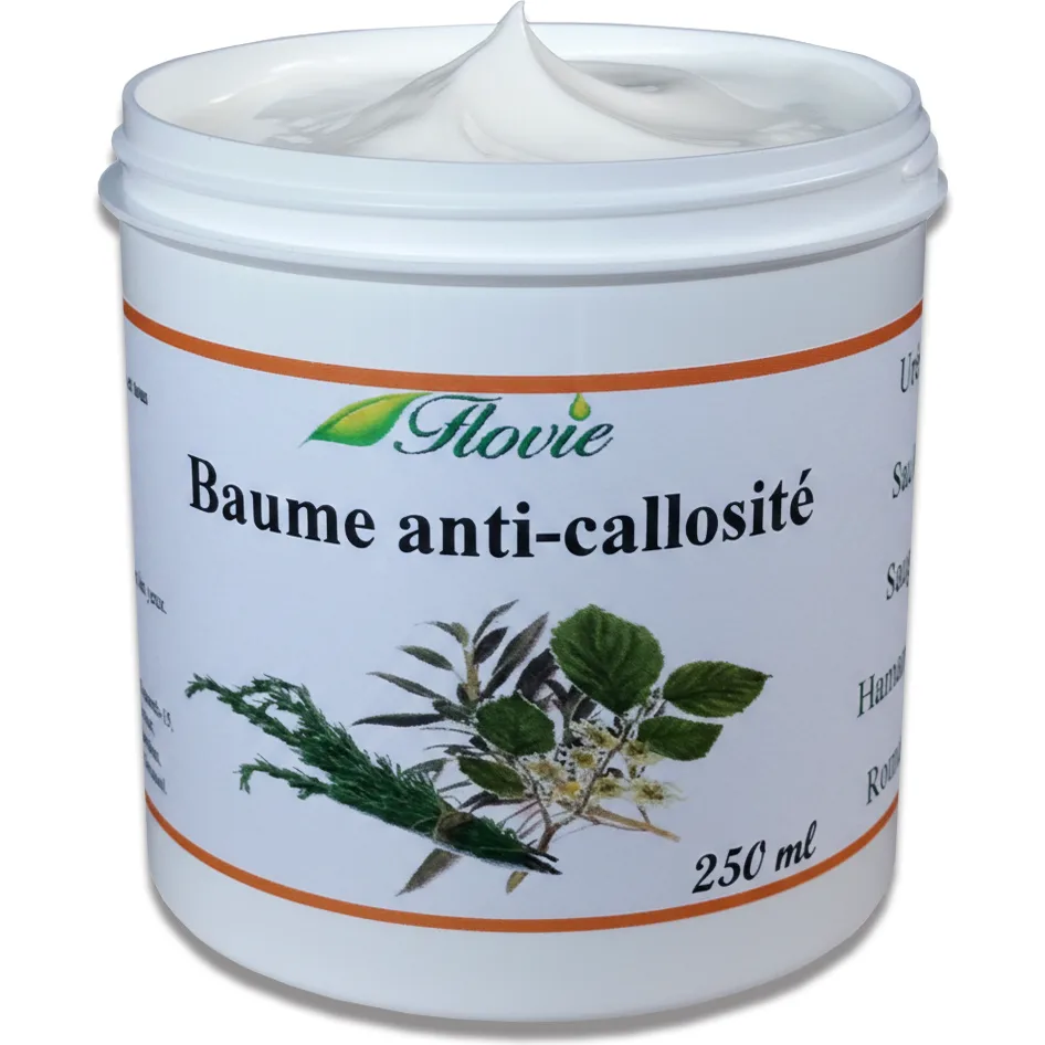 Baume Anti-Callosité Flovie, contre rugosités, fissures, talons fendillés, cors et durillons