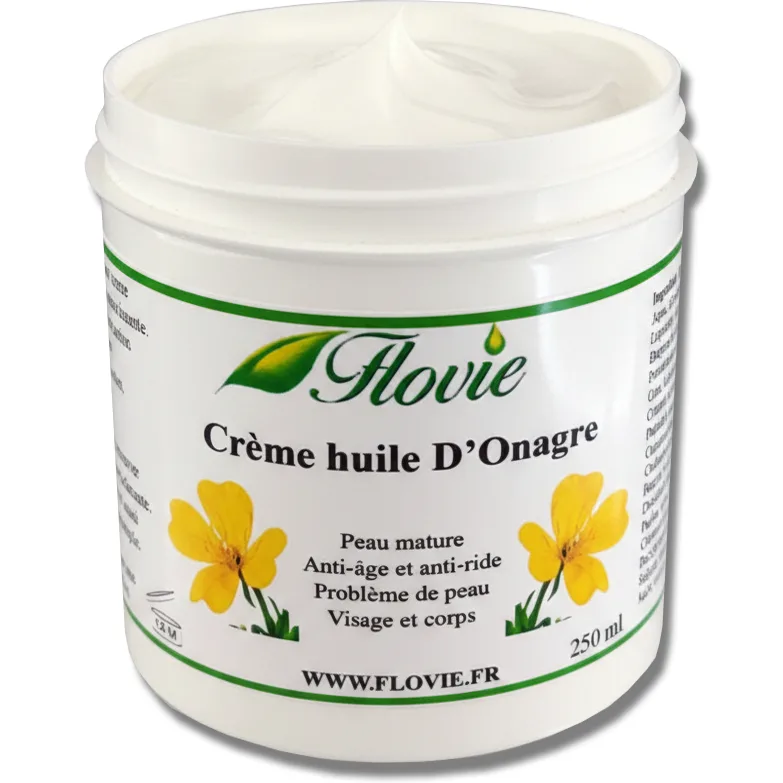 Crème à l'huile d'onagre Flovie — soin anti-âge et anti-ride hydratant, peaux matures et sèches