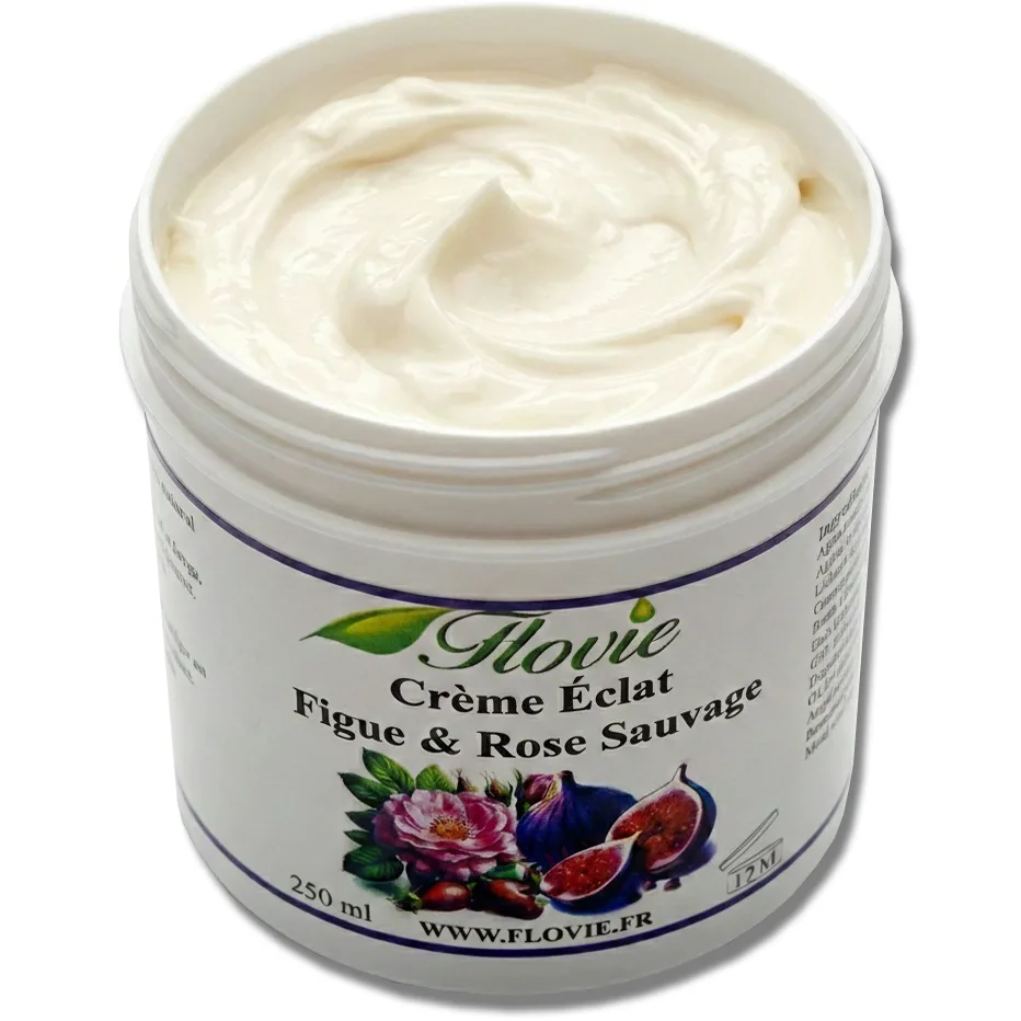 Crème Éclat Figue & Rose Sauvage Flovie — soin hydratant anti-âge peaux matures, extraits figue et rose sauvage