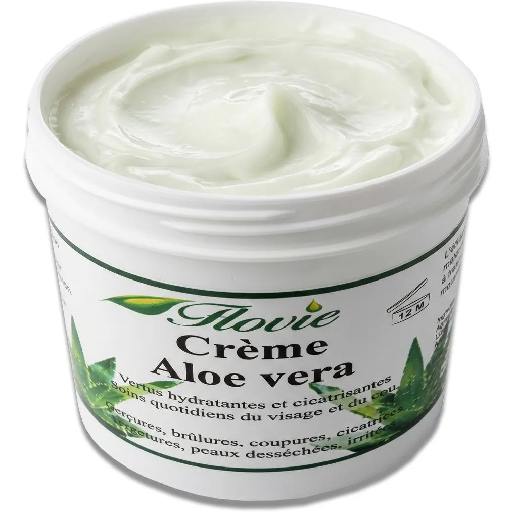 Crème hydratante à l'Aloe vera Flovie, soin quotidien jour et nuit pour peaux sèches et sensibles