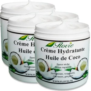 Lot de 4 pots de Crème hydratante Huile de Coco