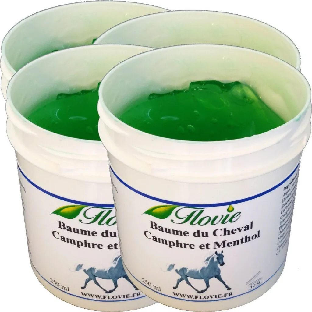 Lot de 4 Baumes du cheval camphre et menthol - FLOVIE