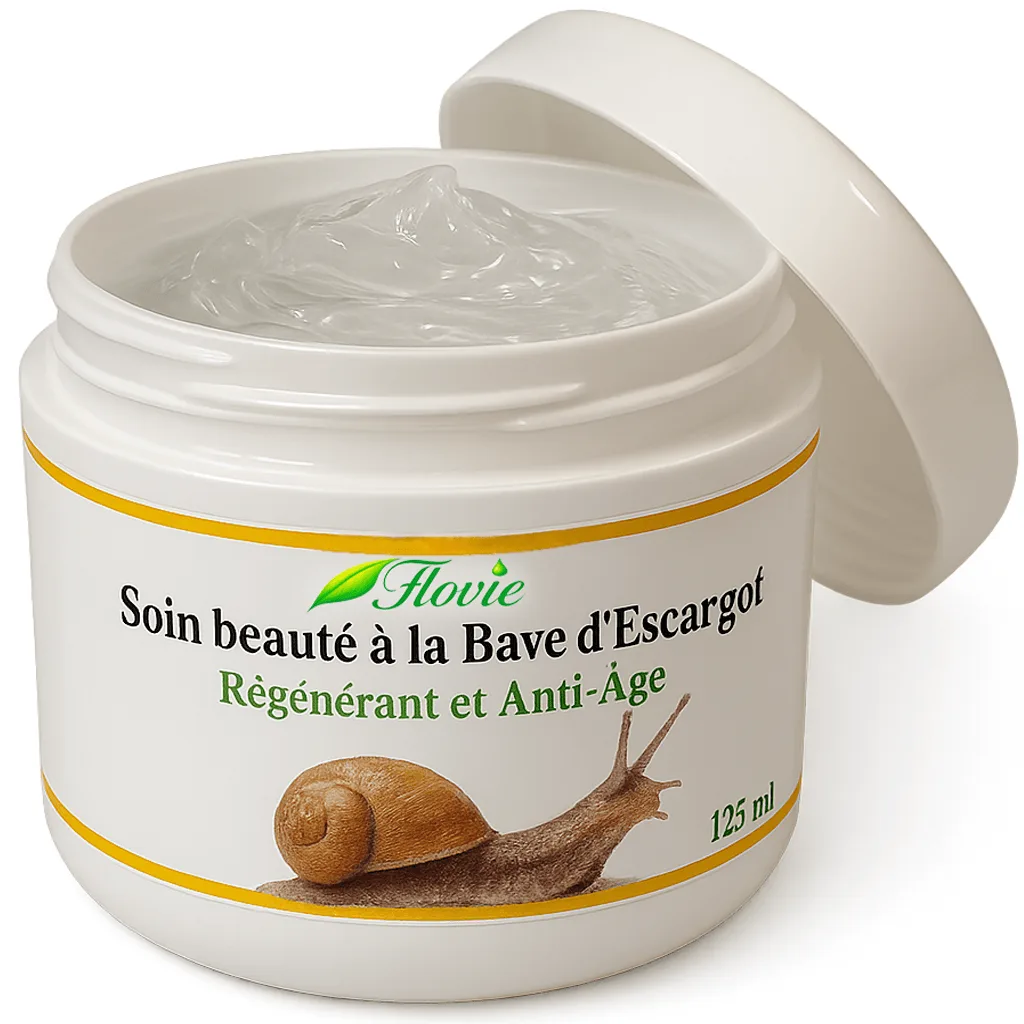 Crème à la bave d'escargot Flovie — soin régénérant anti-âge visage et cou, hydrate, lisse et atténue les rides