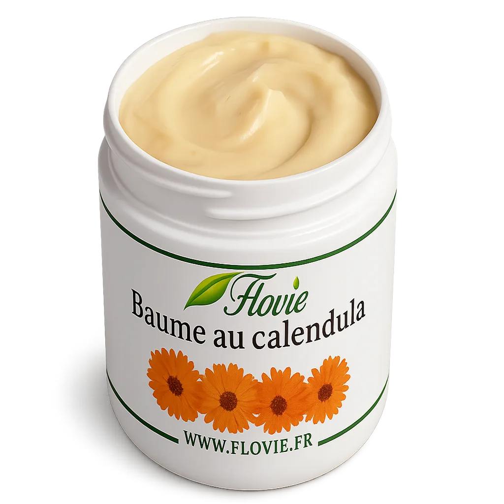 Baume au calendula officinalis Flovie, soulage psoriasis, eczéma et démangeaisons, peaux à problèmes