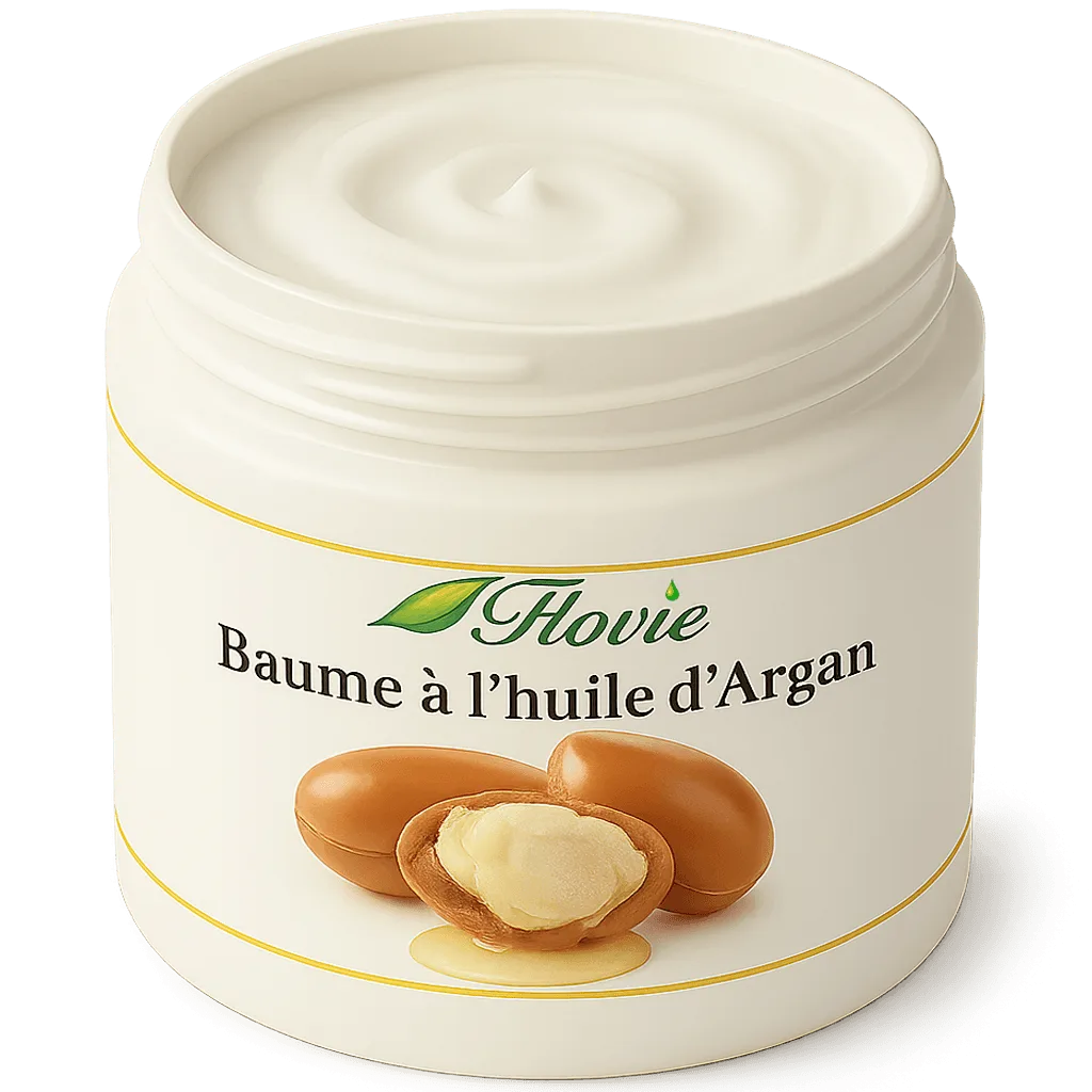 Baume à l'huile d'Argan Flovie, soin nourrissant, revitalisant et anti-âge contre gerçures et craquelures
