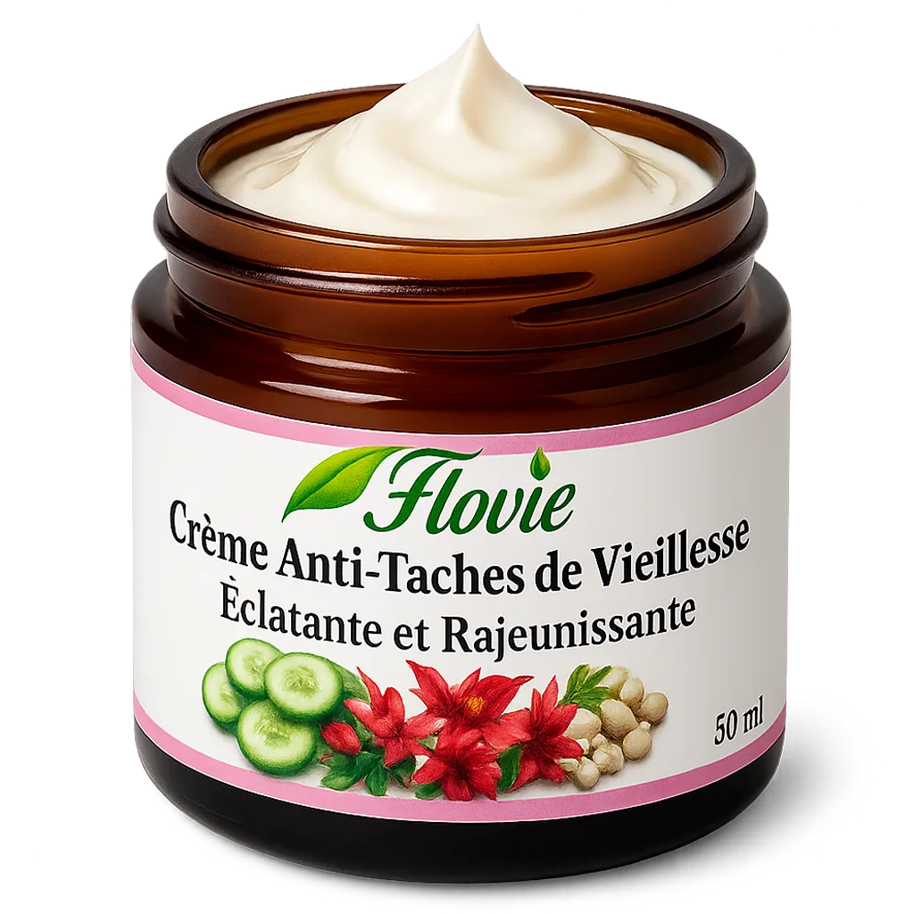 Crème anti-taches de vieillesse Flovie, atténue taches pigmentaires, peau uniforme et lumineuse
