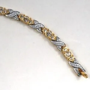 Bracelet magnétique doré et argenté incrusté de pierres 8 aimants