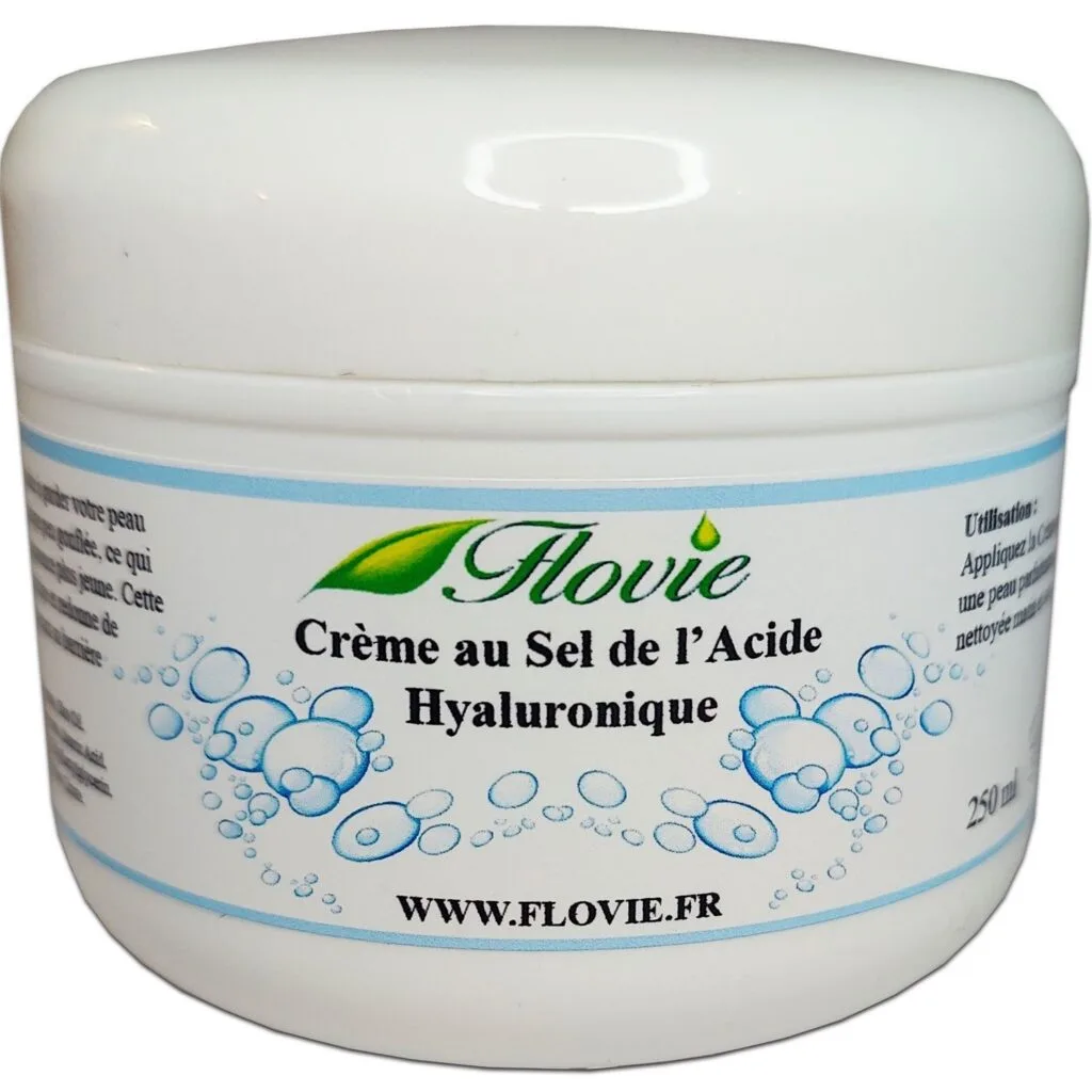 Crème au sel de l'acide hyaluronique Flovie, soin anti-rides et anti-âge, action hydratante et repulpante