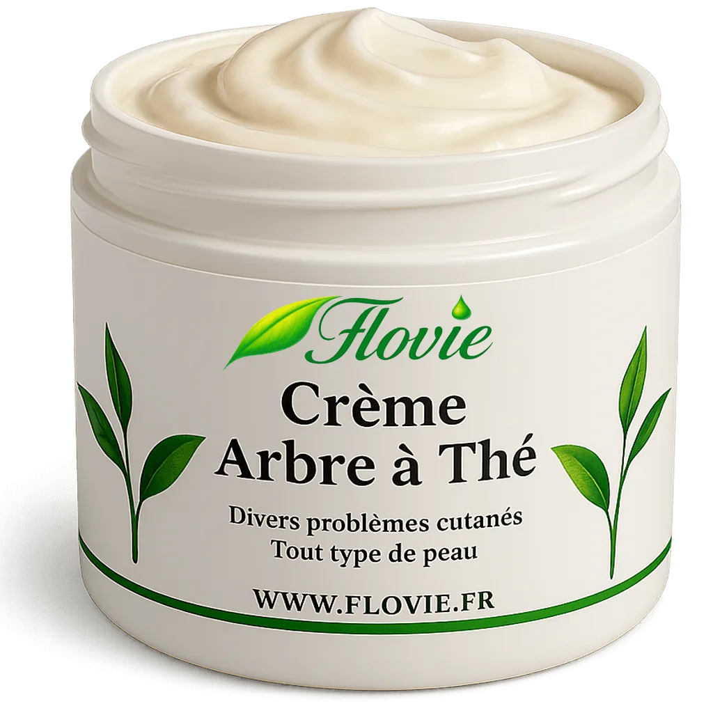 Crème à l'huile essentielle d'arbre à thé Flovie, soulage psoriasis, eczéma, vitiligo et acné